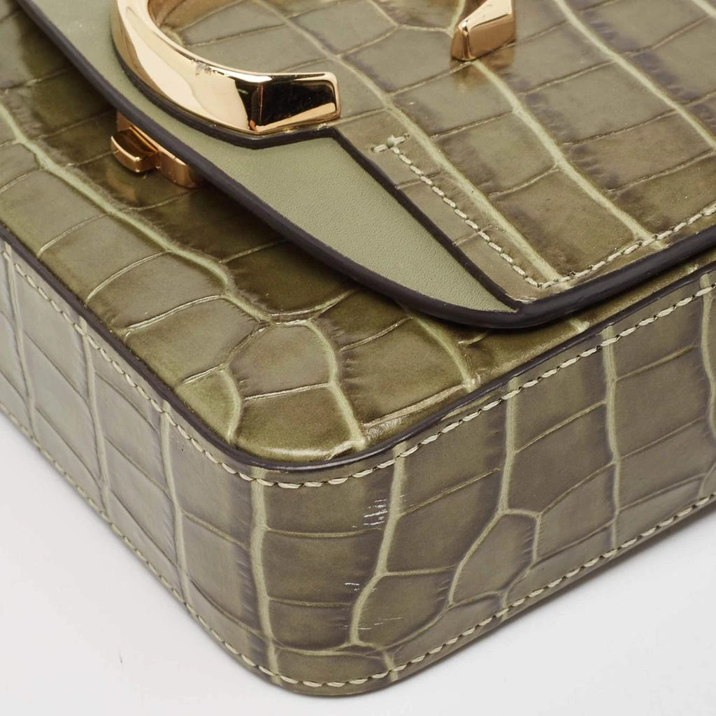 Chloé Chloé Two Tone Green Croc Embossed Leather Mini C Top Handle Bag 13
