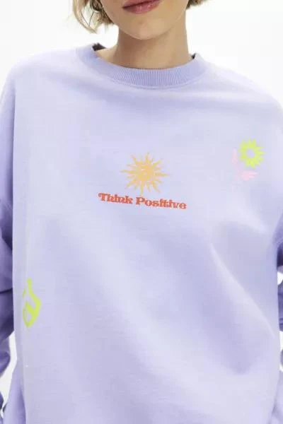Urban Outfitters Think Positive Icon Graphic Crew Neck Pullover 3