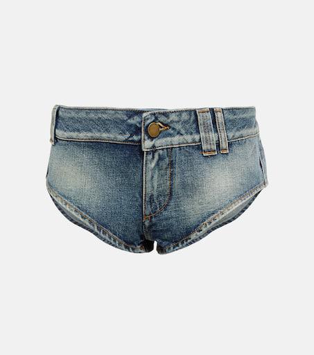 Alessandra Rich Crystal-embellished denim shorts - Shorts