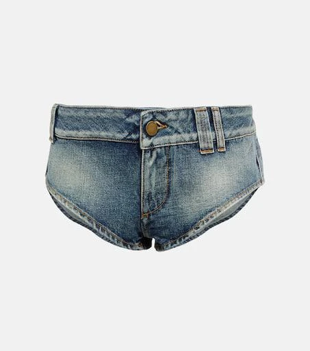 Alessandra Rich Crystal-embellished denim shorts 1
