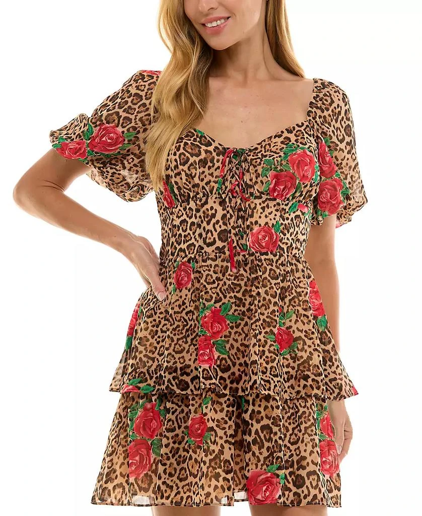 City Studios Juniors' Tiered Cheetah-Print Fit & Flare Dress 3