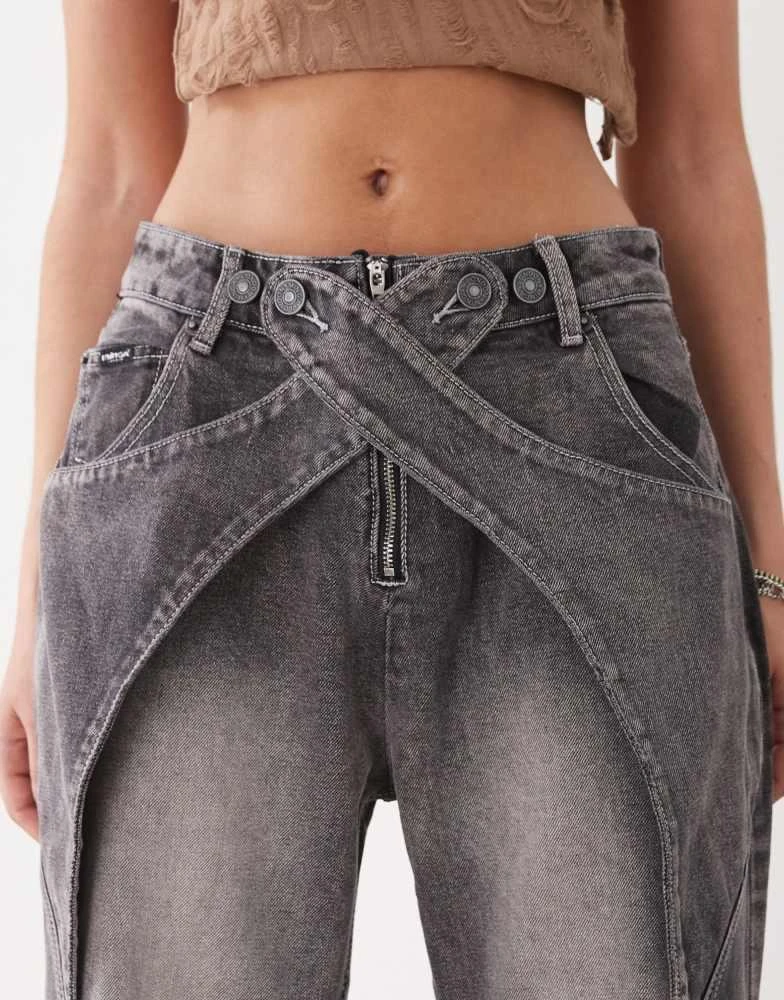 minga Minga London seam detail washed baggy jeans in black 5