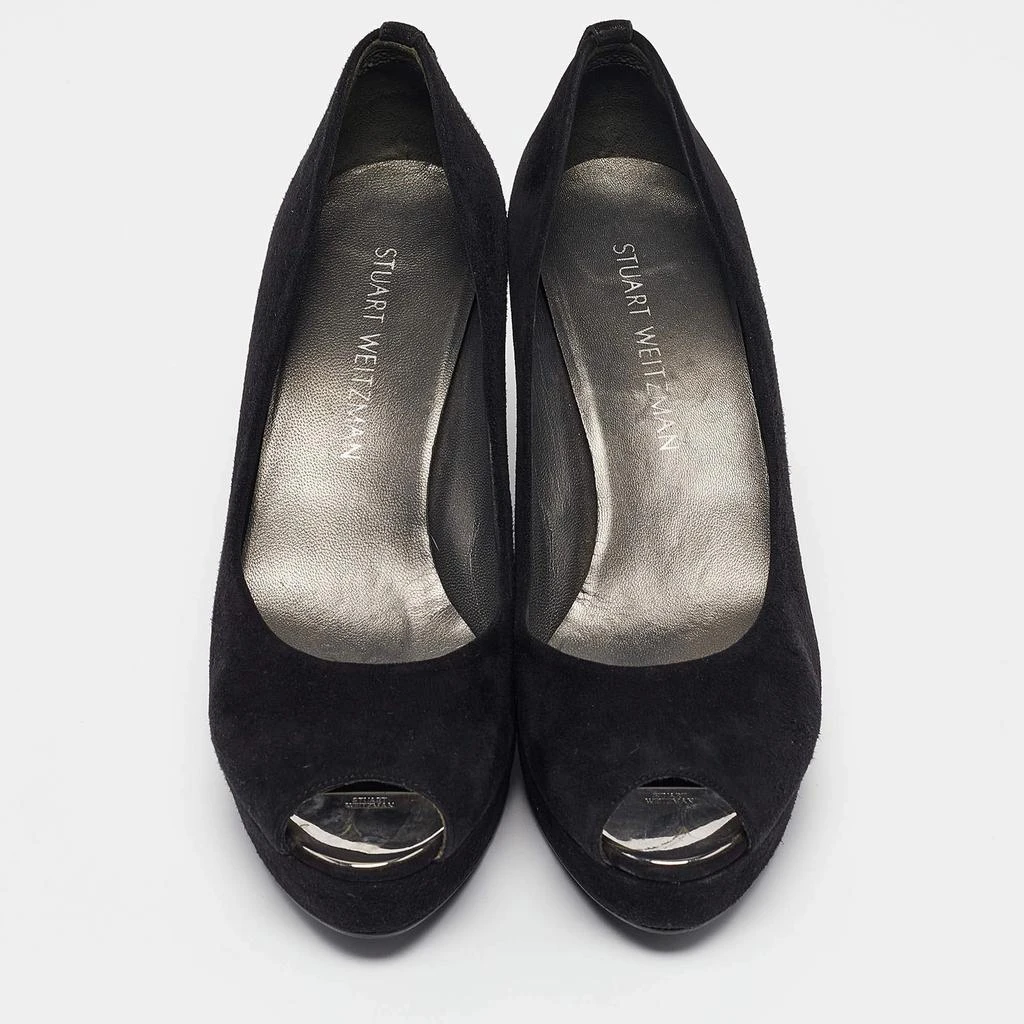 Stuart Weitzman Stuart Weitzman Black Suede Peep Toe Wedge Pumps Size 39 3