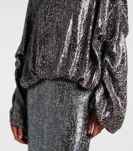 Dries Van Noten Sequined gathered blouse 5