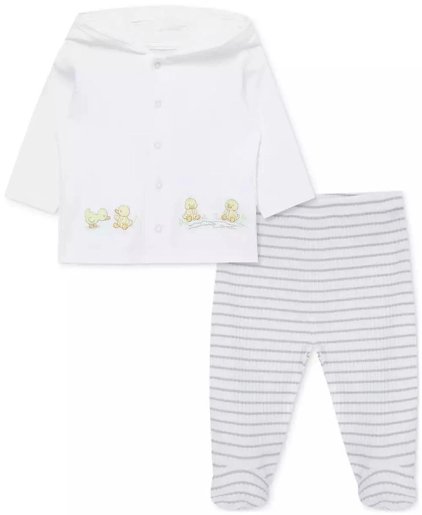 Little Me Baby Ducks Cotton Cardigan & Footed Pants, 2 Piece Set 1