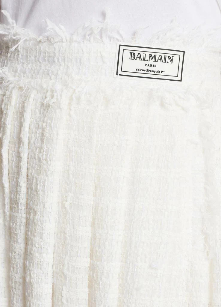 Balmain Fringed tweed skater skirt 4