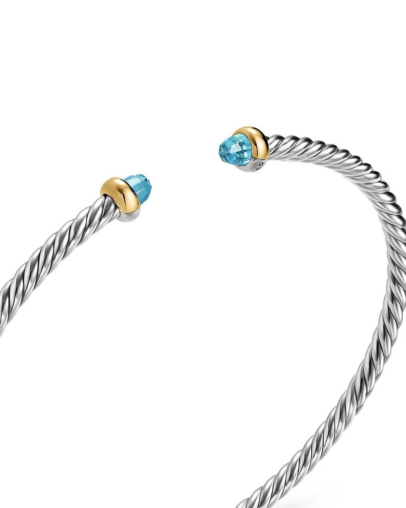 David Yurman Micro Cable Flex® Bracelet in Sterling Silver with 14K Yellow Gold and Blue Topaz, 2.6mm 4