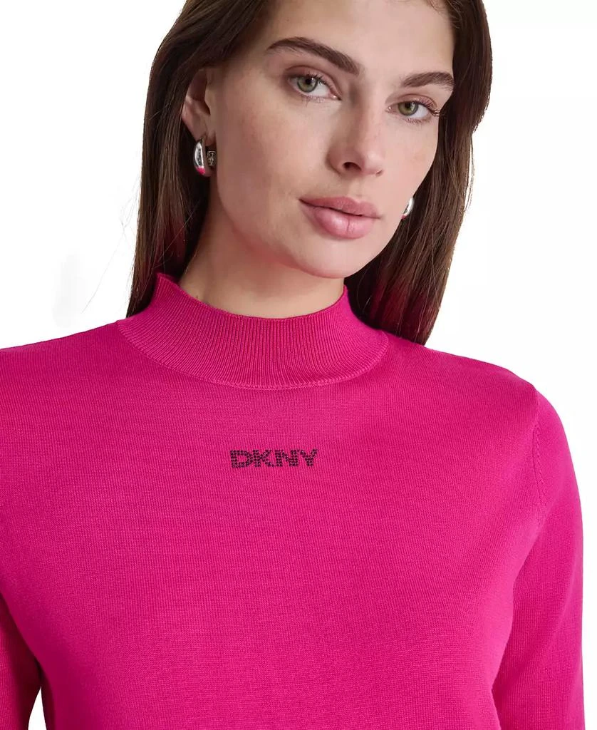 DKNY Petite Mock-Neck Embellished-Logo Sweater 3