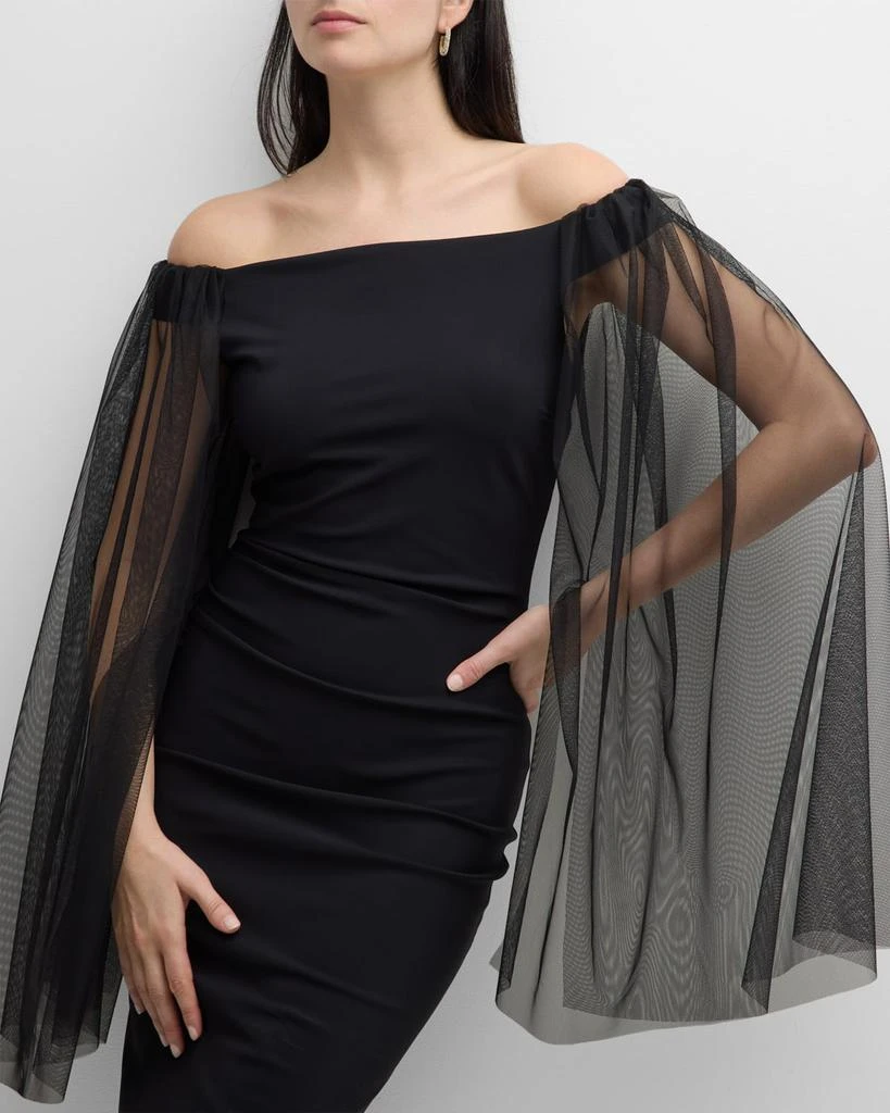 Chiara Boni Gabris Off-Shoulder Cape-Sleeve Midi Dress 7
