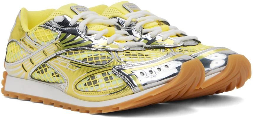 Bottega Veneta Silver & Yellow Orbit Sneakers 4