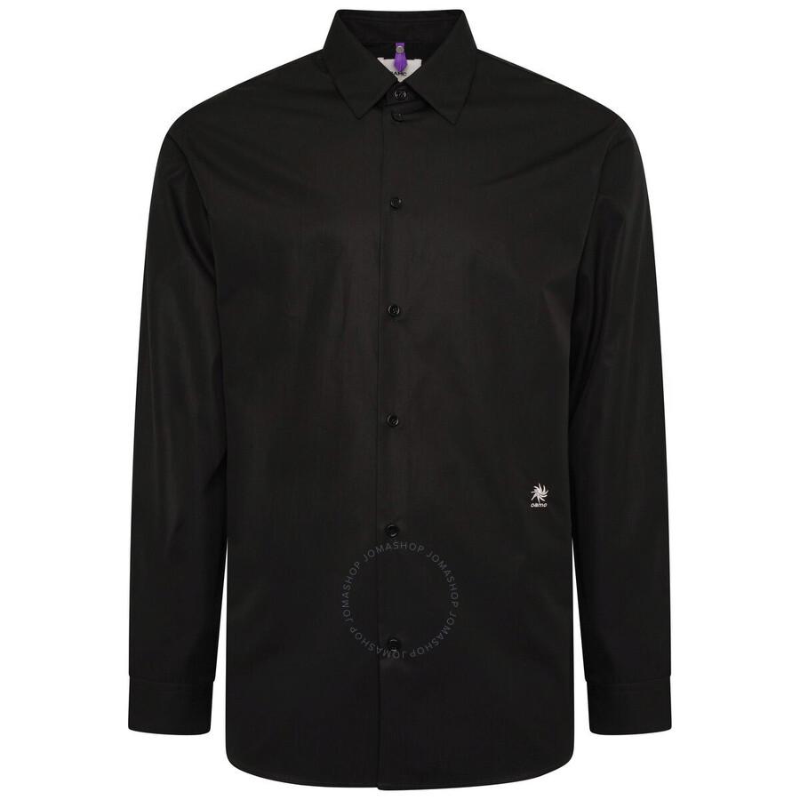 OAMC Men's Black Embroidered-Logo Long-Sleeve Shirt