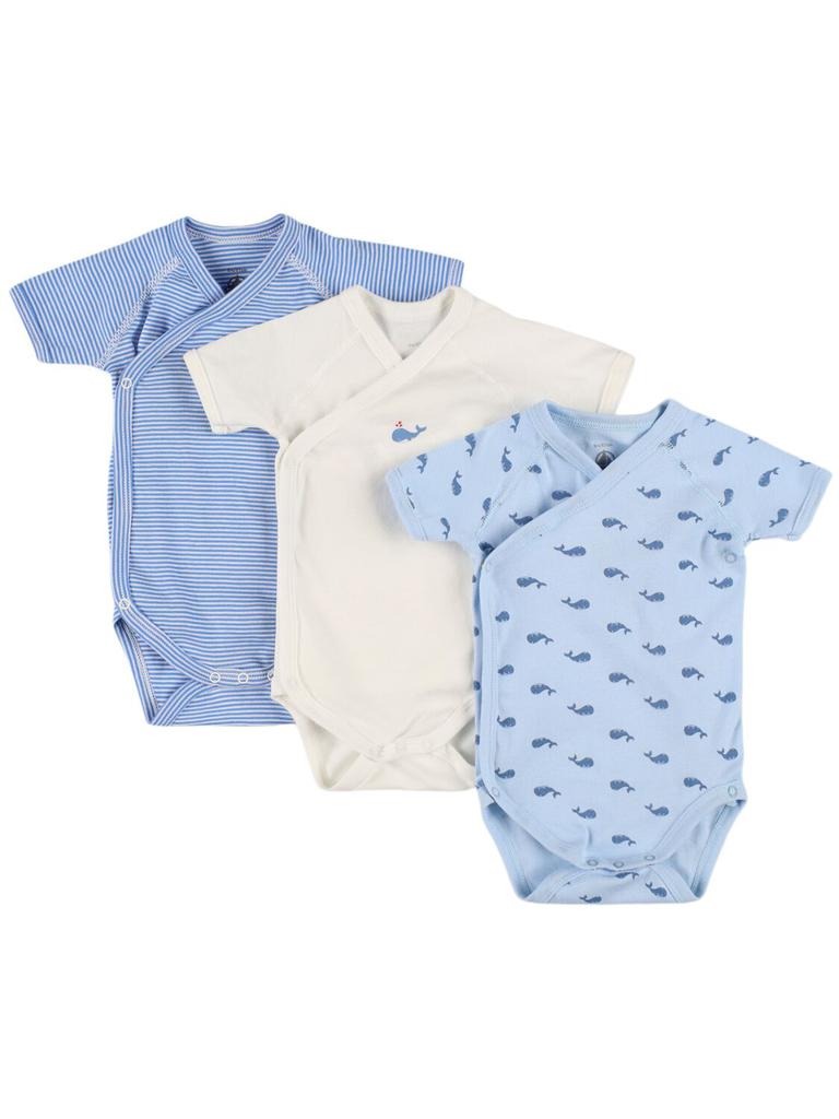 PETIT BATEAU Set Of 3 Cotton Jersey Bodysuits