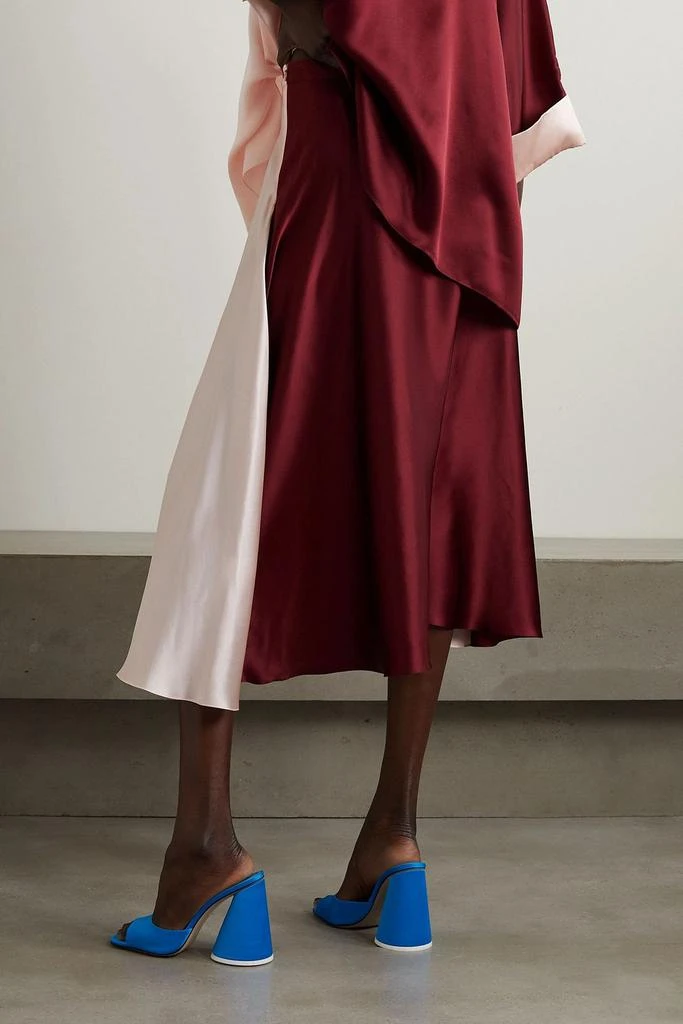 Halpern Two-tone silk-satin midi skirt 3