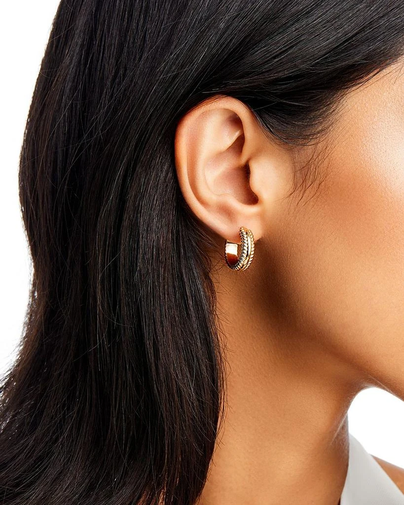 Bloomingdale's Polished Rope Edged Huggie Hoop Earrings in 14K Yellow Gold 2