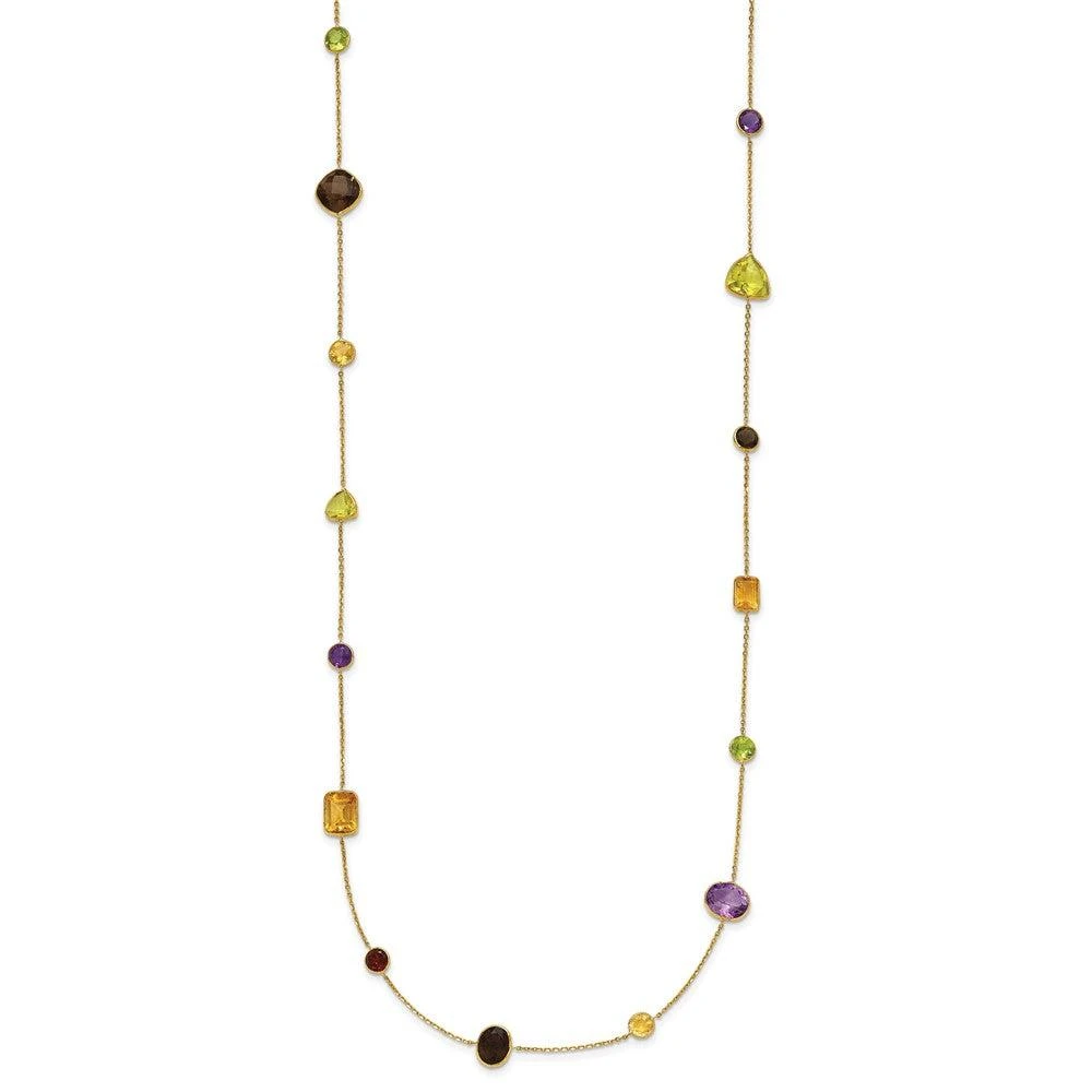 Diamond2Deal 14k Yellow Gold Polished Multi-color Gemstone Pendant Necklace 34" 1