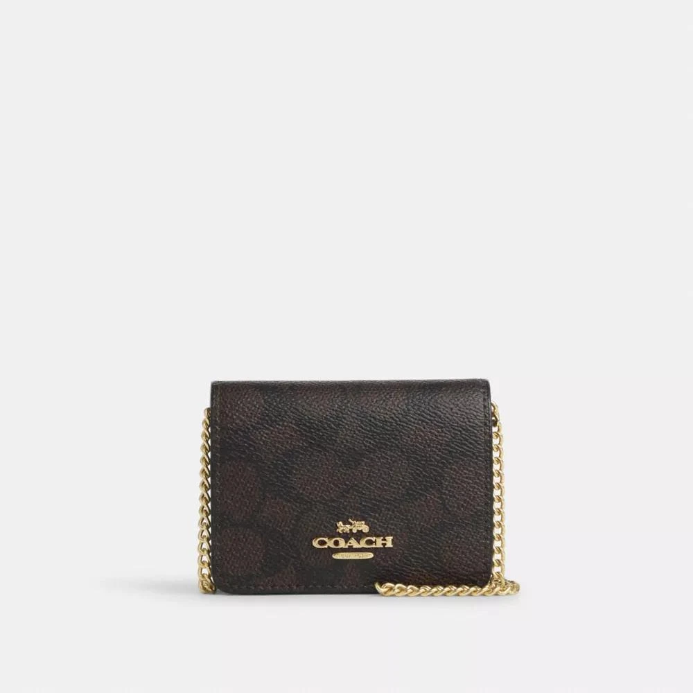 Coach Mini Wallet On A Chain In Signature Canvas 1
