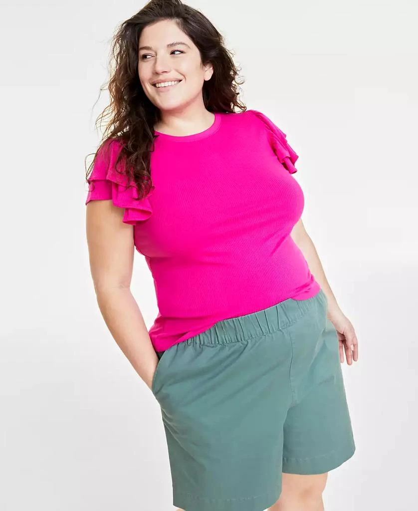 On 34th Trendy Plus Size Flutter-Sleeve Top, Created for Macy's 1