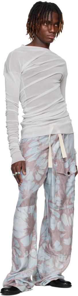 正規 DRIES VAN NOTEN Sheer Draped T-shirt Dries Van Noten Gray Sheer Draped T-shirt - T-Shirts