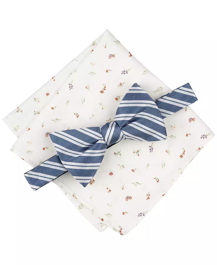 Bar III Men's Varsity Stripe Bow Tie & Floral Pocket Square Set, Exclusively at Macy's