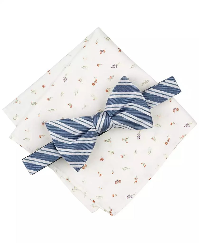 Bar III Men's Varsity Stripe Bow Tie & Floral Pocket Square Set, Exclusively at Macy's 1