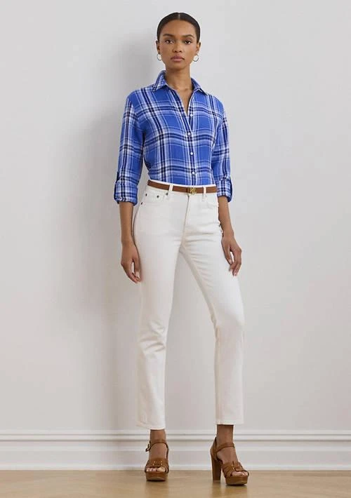 Ralph Lauren Ralph Lauren Women S Classic Fit Plaid Linen Shirt 4