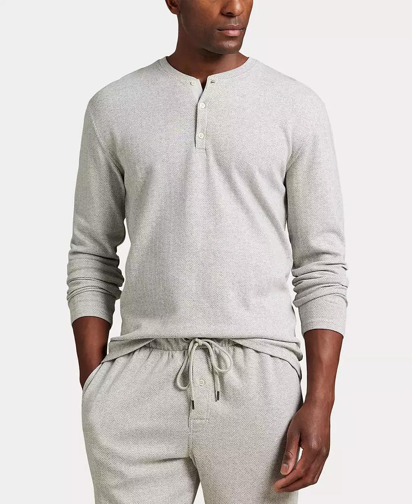 Ralph Lauren Men's Long Sleeve Herringbone Henley Sleep Shirt