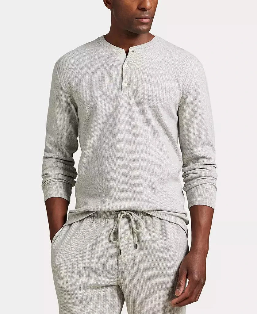 Ralph Lauren Men's Long Sleeve Herringbone Henley Sleep Shirt 1