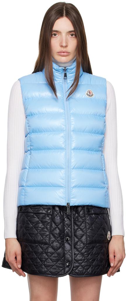 Moncler Blue Ghany Down Vest - Gilets - Free Shipping - BeyondStyle