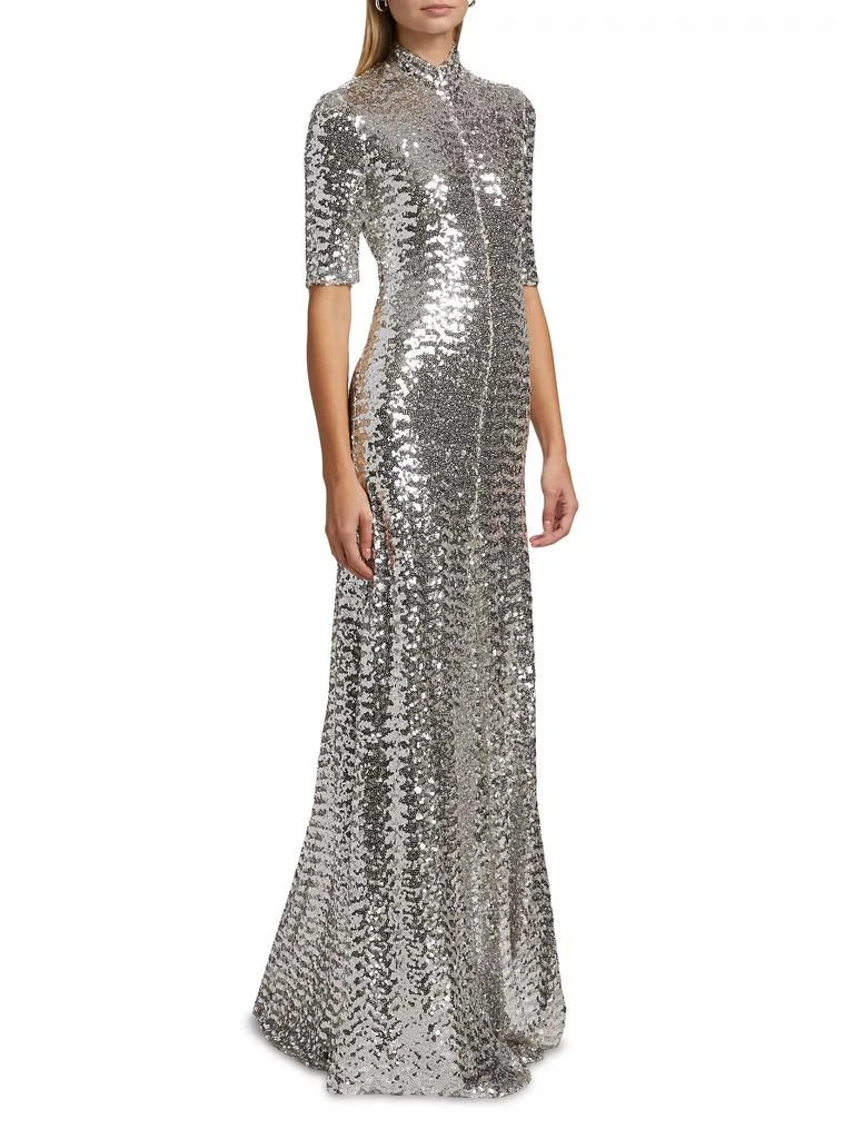 ROSETTA GETTY Sequined Turtleneck A-Line Gown 2