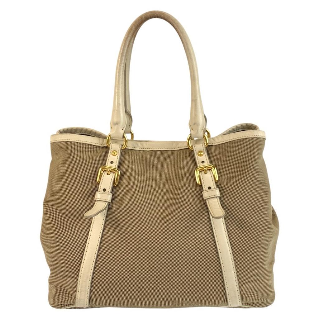 Prada Canvas Leather Shoulder Bag Tote Bag (Pre-Owned)