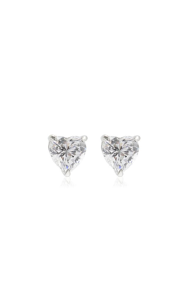 Anabela Chan Anabela Chan - Midi 18K White Gold Diamond Heart Earrings - White - OS - Moda Operandi - Gifts For Her