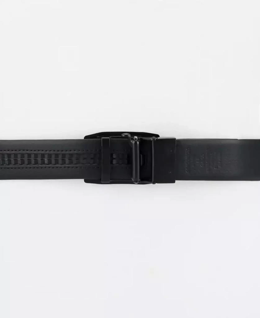 Kenneth Cole Men's Exact System Track Lock Matte Black Plaque Buckle Belt 6