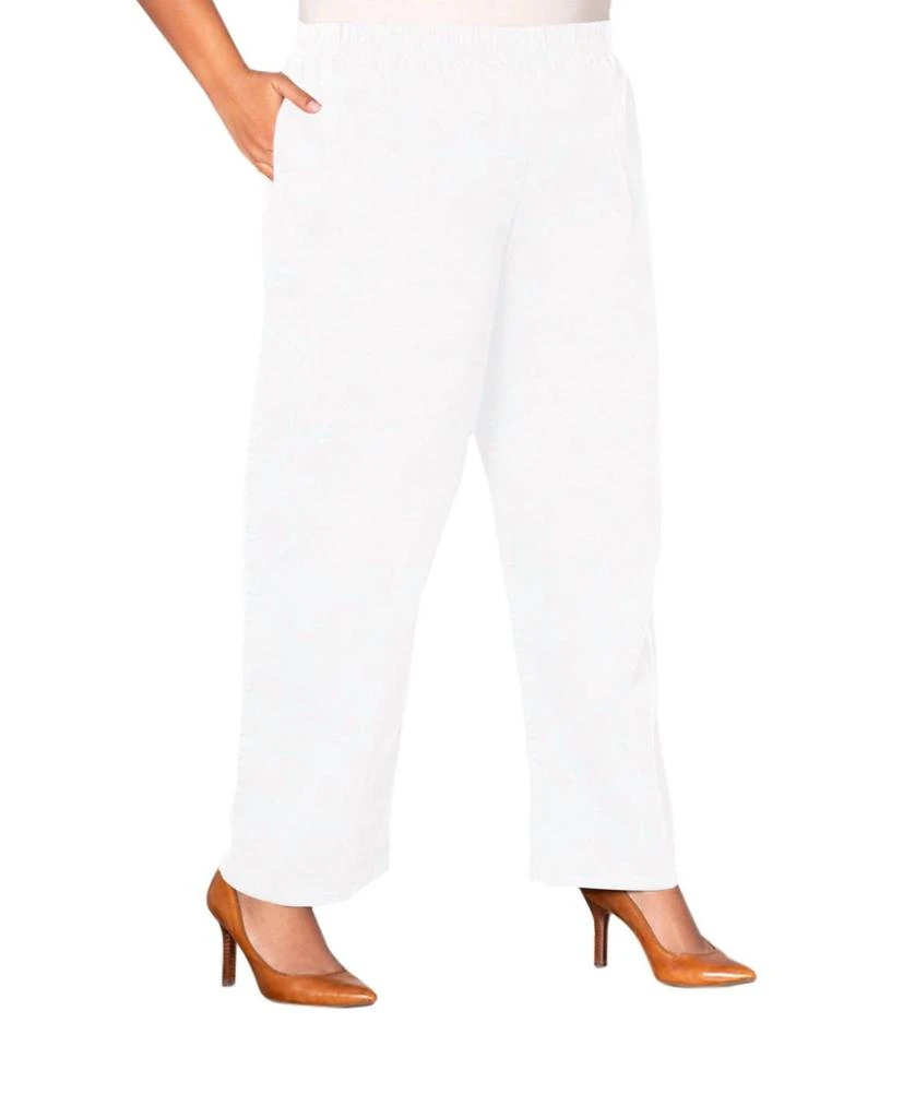 On The Plus Side Wide Leg Stretch Twill Pants - Plus In White 1