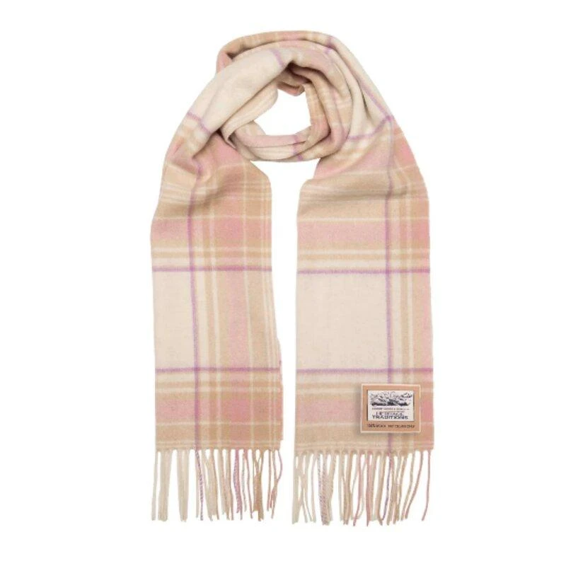 Heritage Heritage Traditions- Pure Wool Tartan Check Scarf Camel Pink CIG76-HT