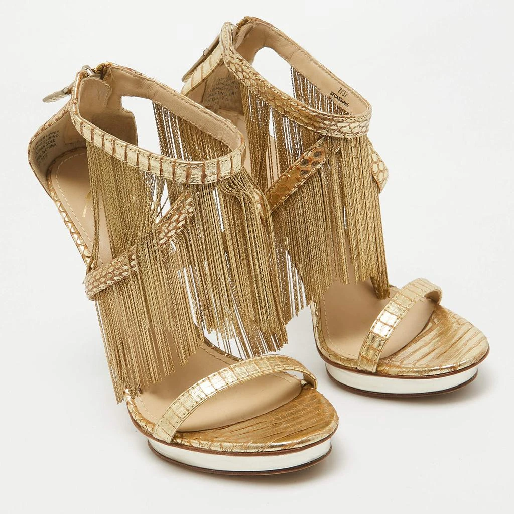 Brian Atwood Brian Atwood Gold Leather Ankle Strap Sandals Size 37.5 4
