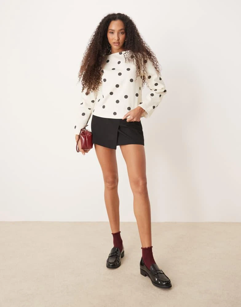 ASOS ASOS DESIGN cocoon sleeve denim top in polka dot print 2