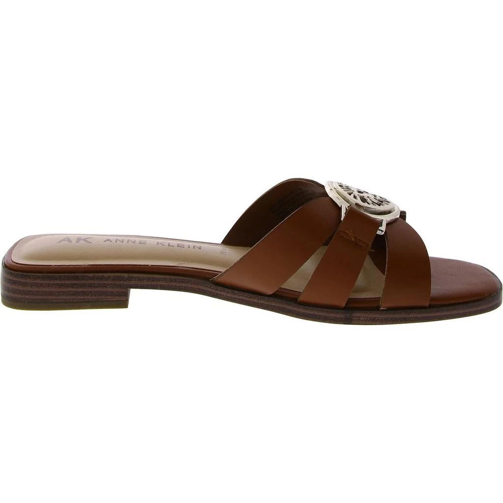 Anne Klein Womens Faux Leather Embellished Slide Sandals 2