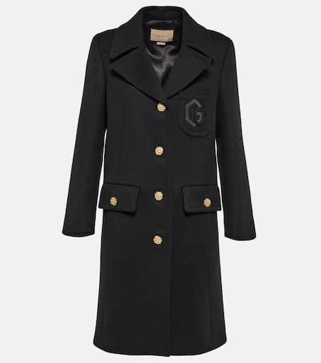 Gucci Double G embroidered wool coat 1