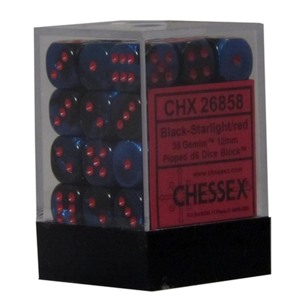 Hasbro Gemini 7 12mm D6 Black Starlight With Red Dice