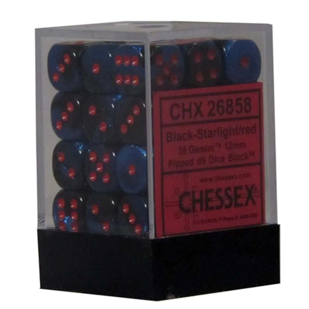 Hasbro Gemini 7 12mm D6 Black Starlight With Red Dice 1
