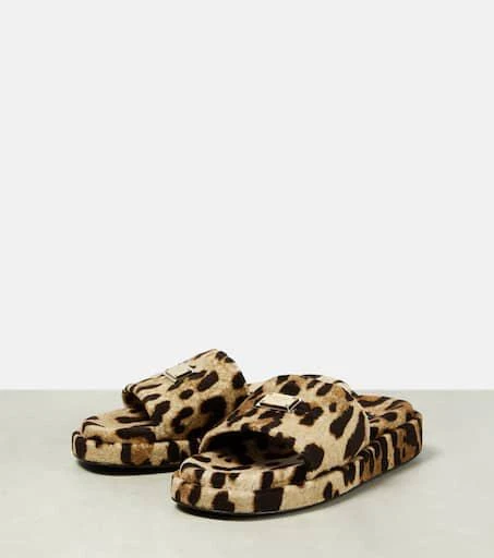Dolce 
Gabbana Logo leopard-print terrycloth slides 5