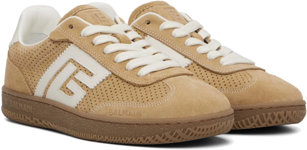 Balmain Beige Suede Balmain Swan Sneakers 4