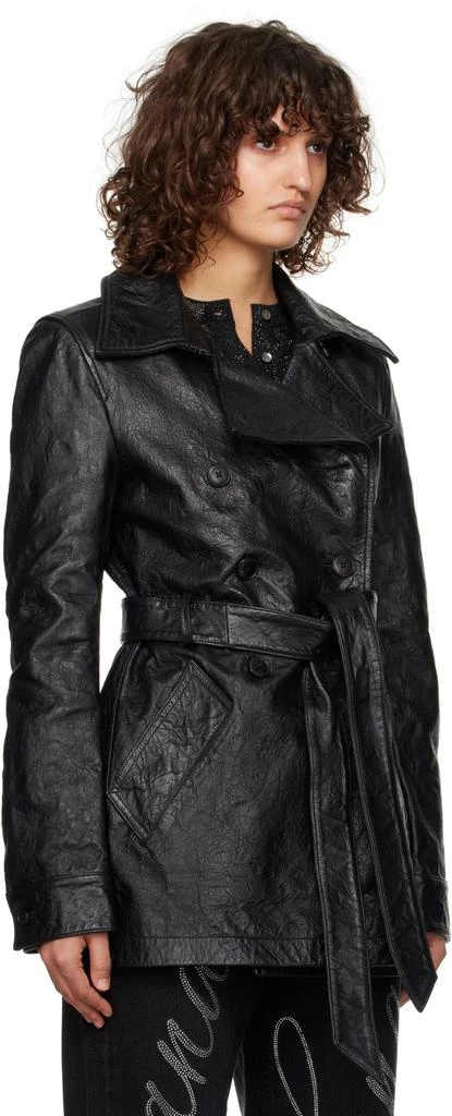 Alexander Wang Black Cropped Leather Trench Coat 2