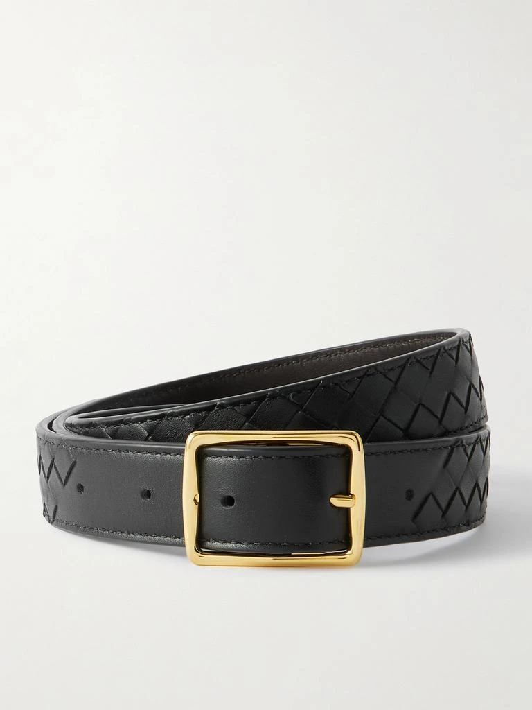 Bottega Veneta Intrecciato Leather Belt - Dark brown