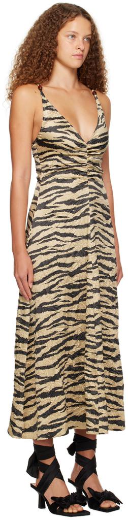 GANNI Khaki Crinkled Maxi Dress