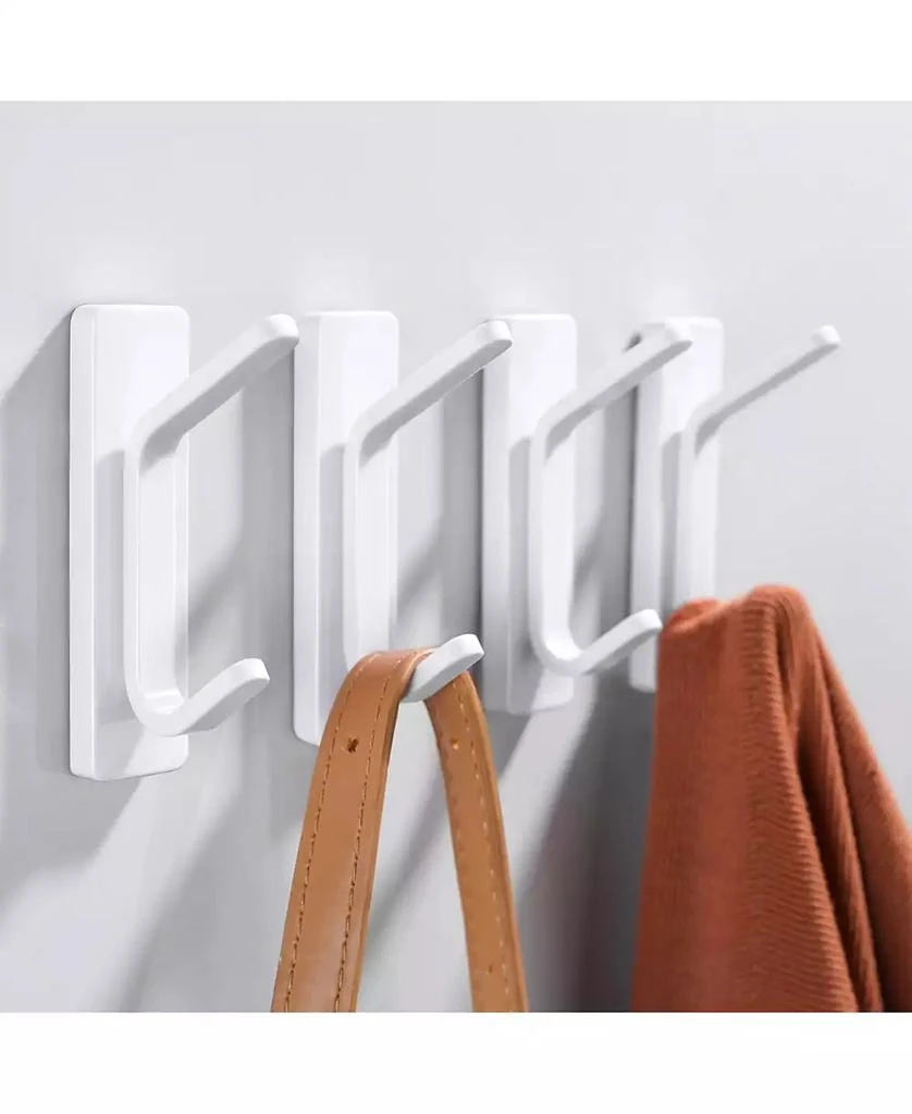 YIGII Adhesive Hooks for Hanging, Damage Free Hanging Wall Hook Removable in Living Spaces, 8 Plastic White Hooks and 8 Adhesive Strips 8