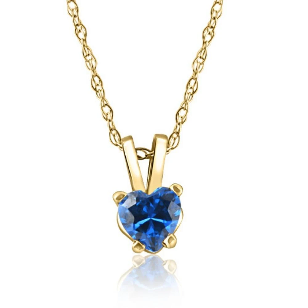 Pompeii3 Women
s 1/2ct Blue Heart Shape Sapphire Pendent Yellow Gold 18" Chain Necklace