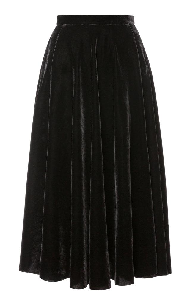 Lena Hoschek Lena Hoschek - Heritage Velvet Midi Skirt - Black - M - Moda Operandi