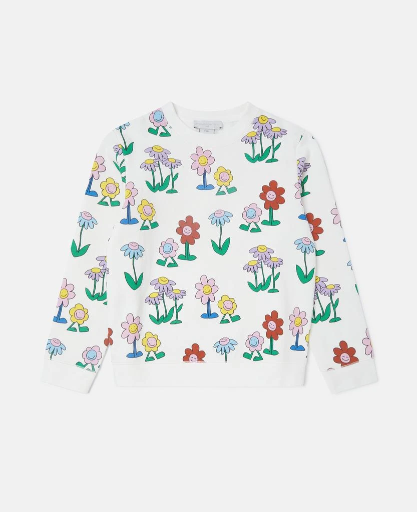 Stella McCartney Stella McCartney - Flower Print Crewneck Sweatshirt, Ivory/Multicolour, Size: 12 1