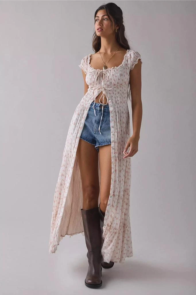 Kimchi Blue Kimchi Blue Samira Puff Sleeve Smocked Button-Front Layering Maxi Dress